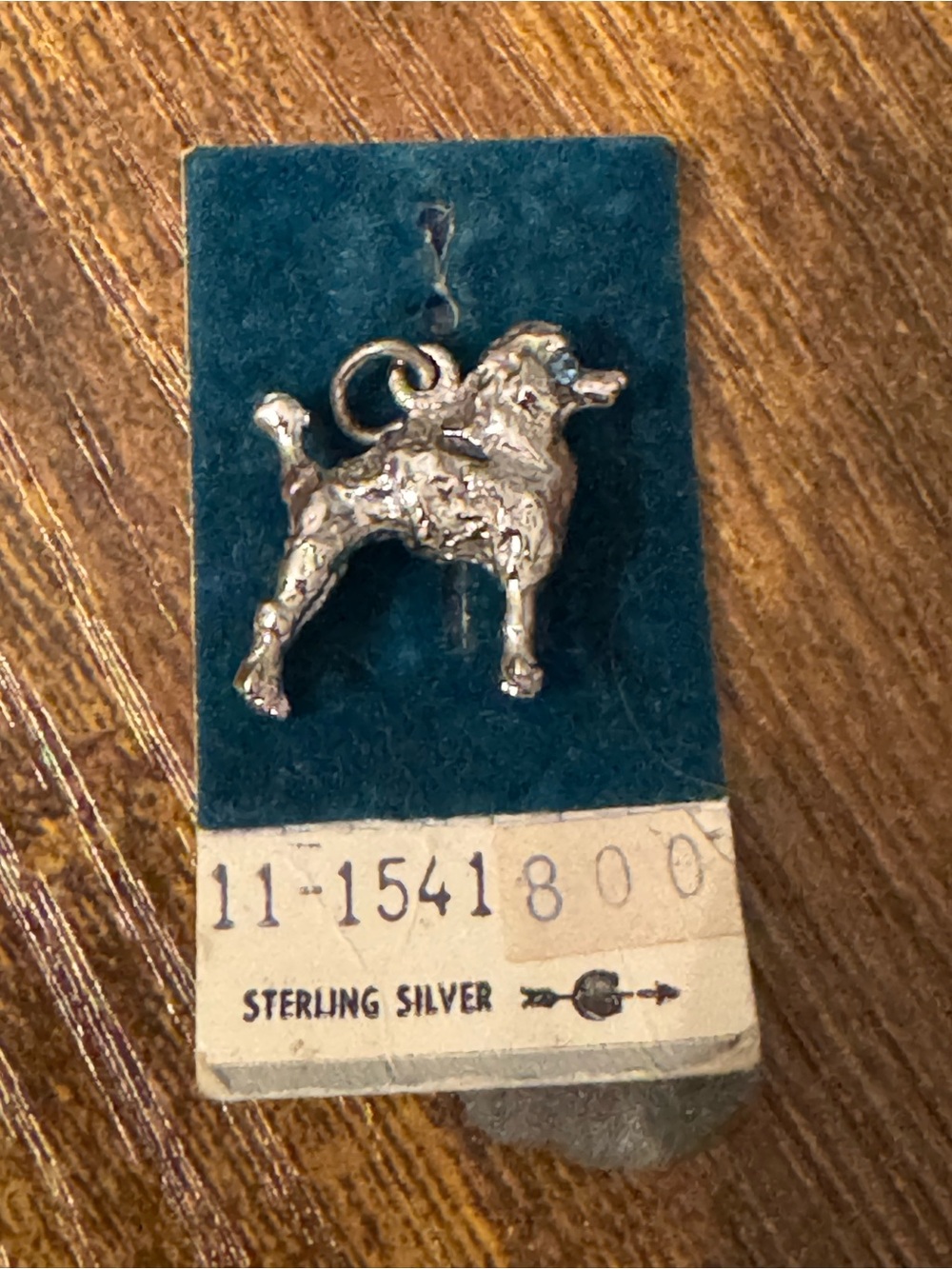Vintage Sterling Silver Poodle Dog Charm Blue Rhinestone Eyes 3D Pendant